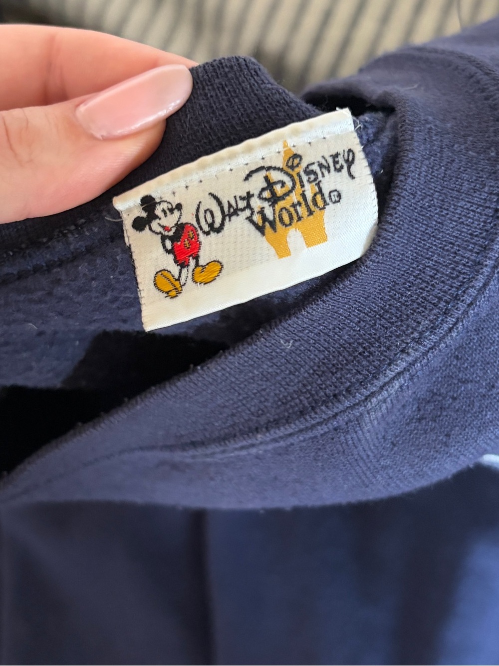 Disney Navy Sweatshirt with Mickey Mouse Tag and Yellow Walt Disney World Logo - Picture 4 of 4